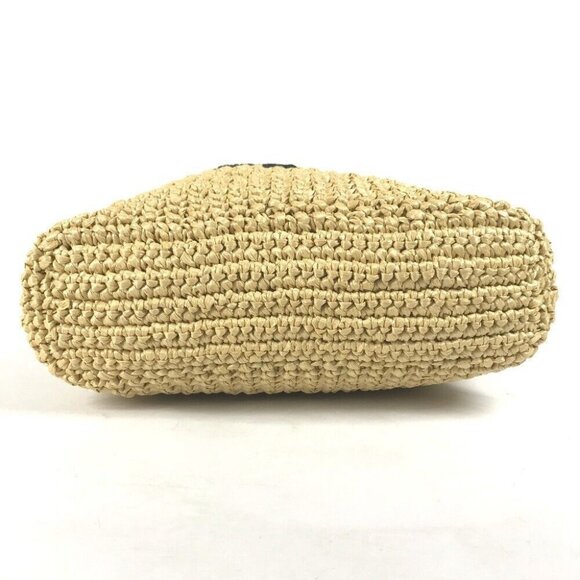 PRADA 1BG422 Basket Straw Bag Crochet Lettering Logo Tote Bag Hand Bag - Picture 6 of 9